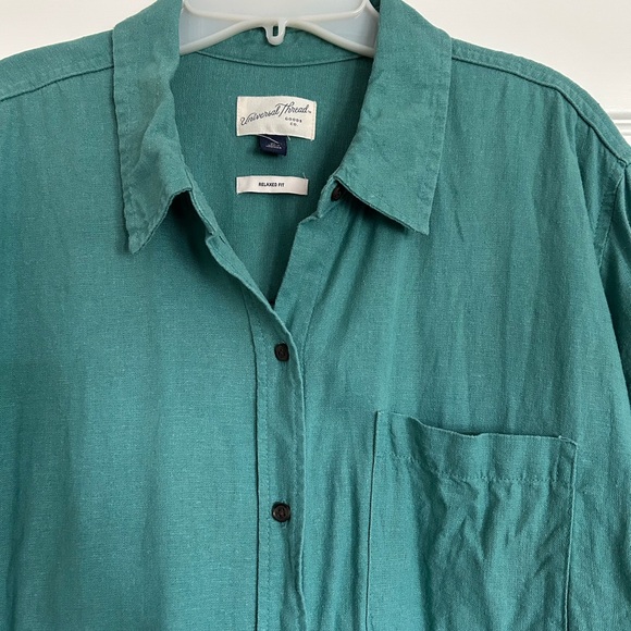 Linen Blend Long Sleeve Collared Button-Down Shirt Universal Thread Target XL - Picture 4 of 8